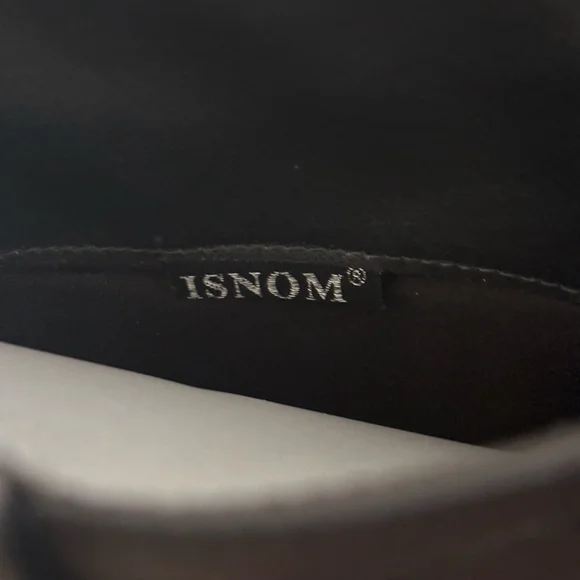 ISNOM Western Knee High Boots Embroidered Block Heel Black US 6.5 New with Box - Picture 12 of 15